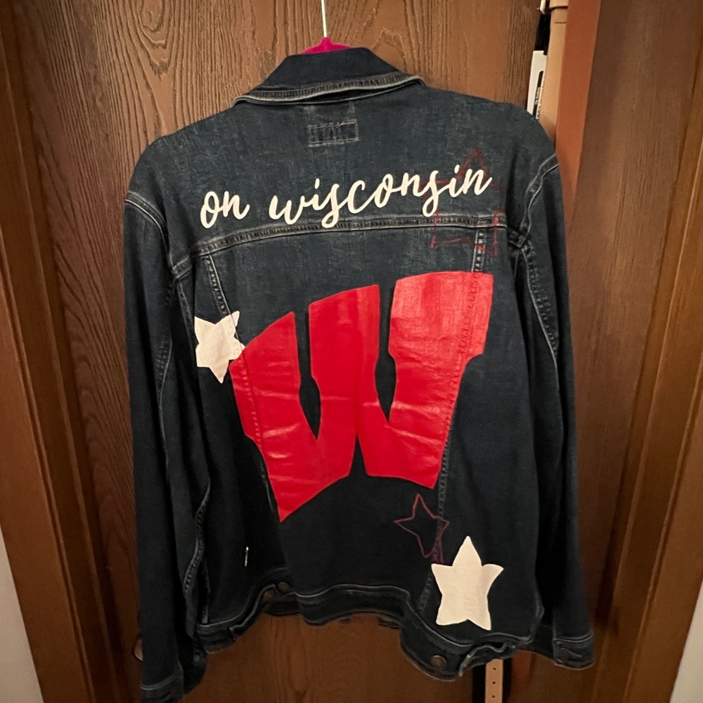 Hand painted Wisconsin badger Jean Jacket